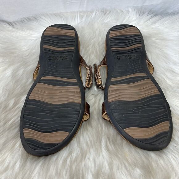 Vionic Viviana Orthahell Embellished Bronze Leather Slide Sandals Sz 11 - Picture 6 of 7